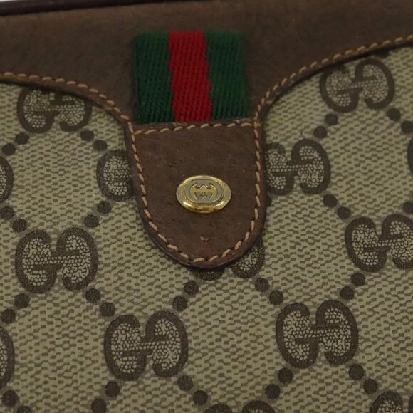 GUCCI GG Supreme Web Sherry Line Shoulder Bag PVC Beige  Auth - Picture 11 of 16